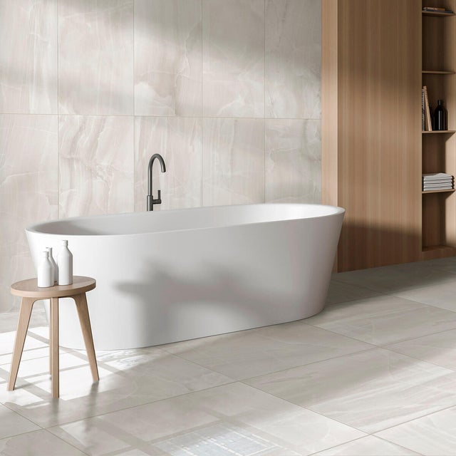 Piastrella da pavimento e rivestimento interno 79.5 x 79.5 cm Sp. 9 mm rettificato Agata in gres porcellanato smaltato bianco lucido traffico intenso (pei 4/5) 1.26 mq