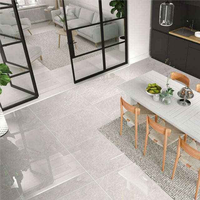 Piastrella da pavimento interno 79.5 x 79.5 cm Sp. 9 mm rettificato Burlington in gres porcellanato smaltato bianco lucido traffico intenso (pei 4/5) 1.26 mq