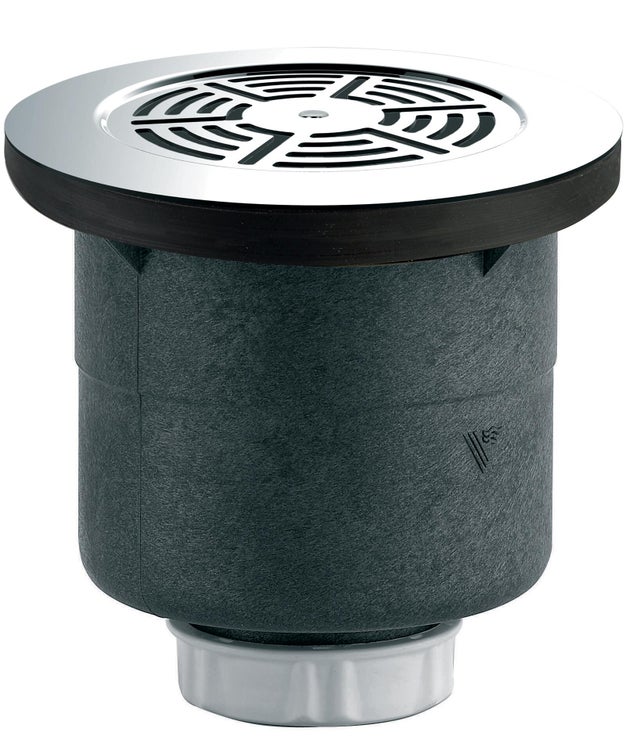 Bonde de douche à grille marguerite avec sortie verticale pour receveur Ø 90 mm - NF