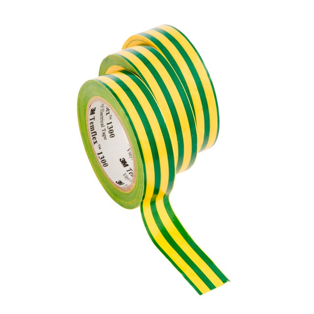 Lot de 3 rubans adhésifs jaune et vert l.15 mm x L.10 m