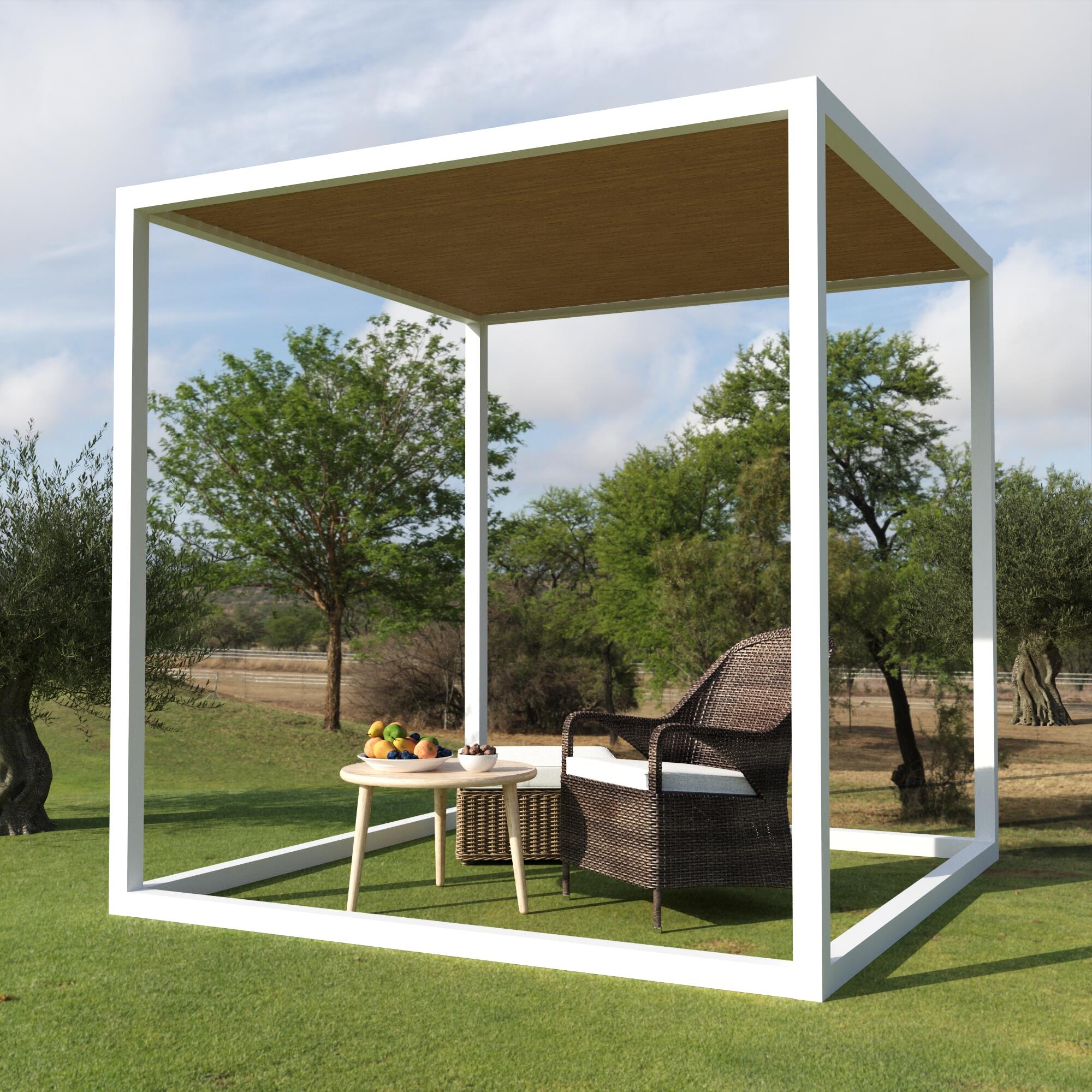 pergola de aluminio con cubierta mobiliario de 250 x 250 cm multicolor