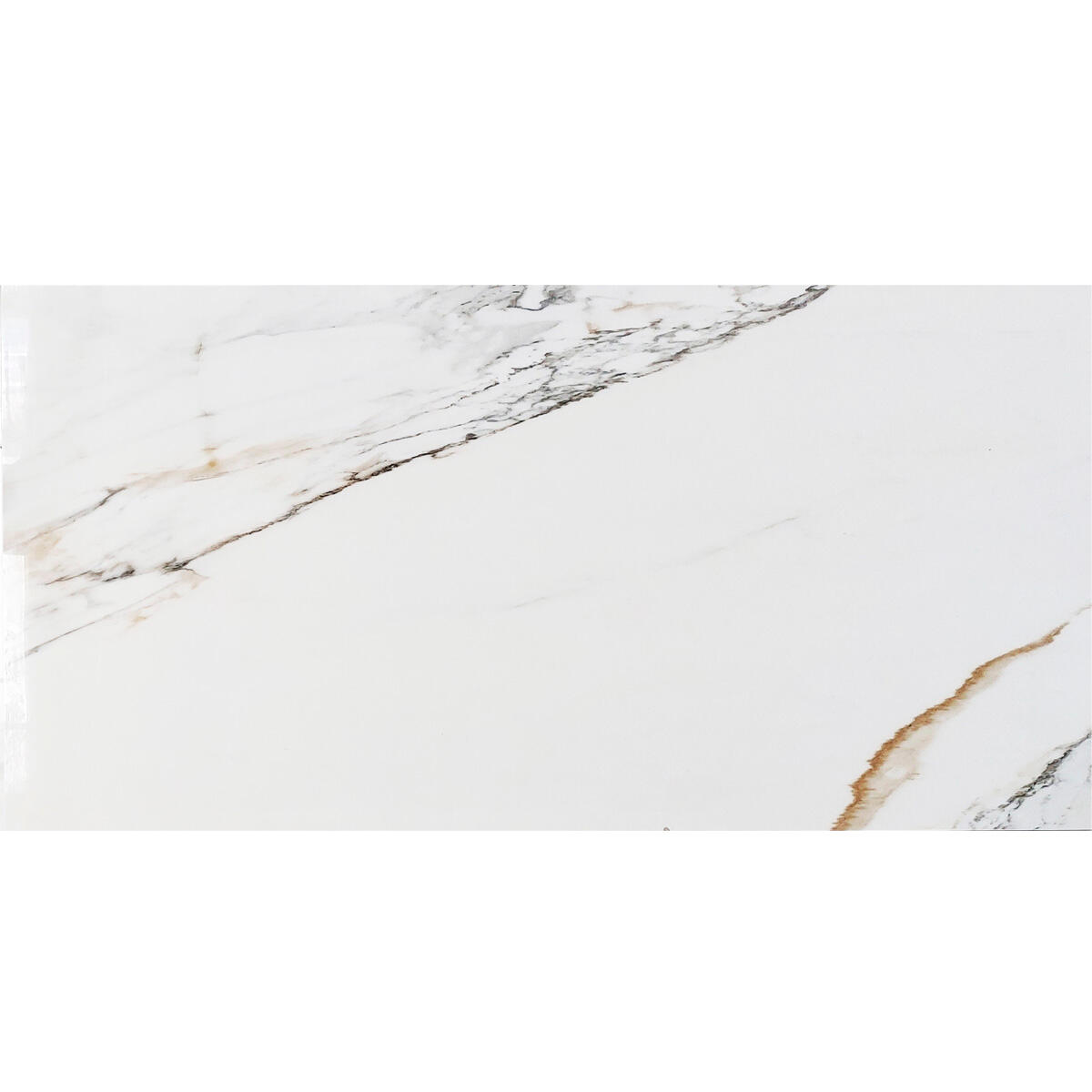 Piastrella da pavimento e rivestimento interno in gres porcellanato 60 x 120 cm rettificato smaltato bianco con venature dorate lappato Cala Gold traffico intenso (pei 4/5) Sp. 7 mm 1.44 mq - 6