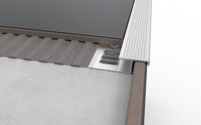 Nez de marche carrelage Ep.11 mm aluminium brillant gris L.2,50 m