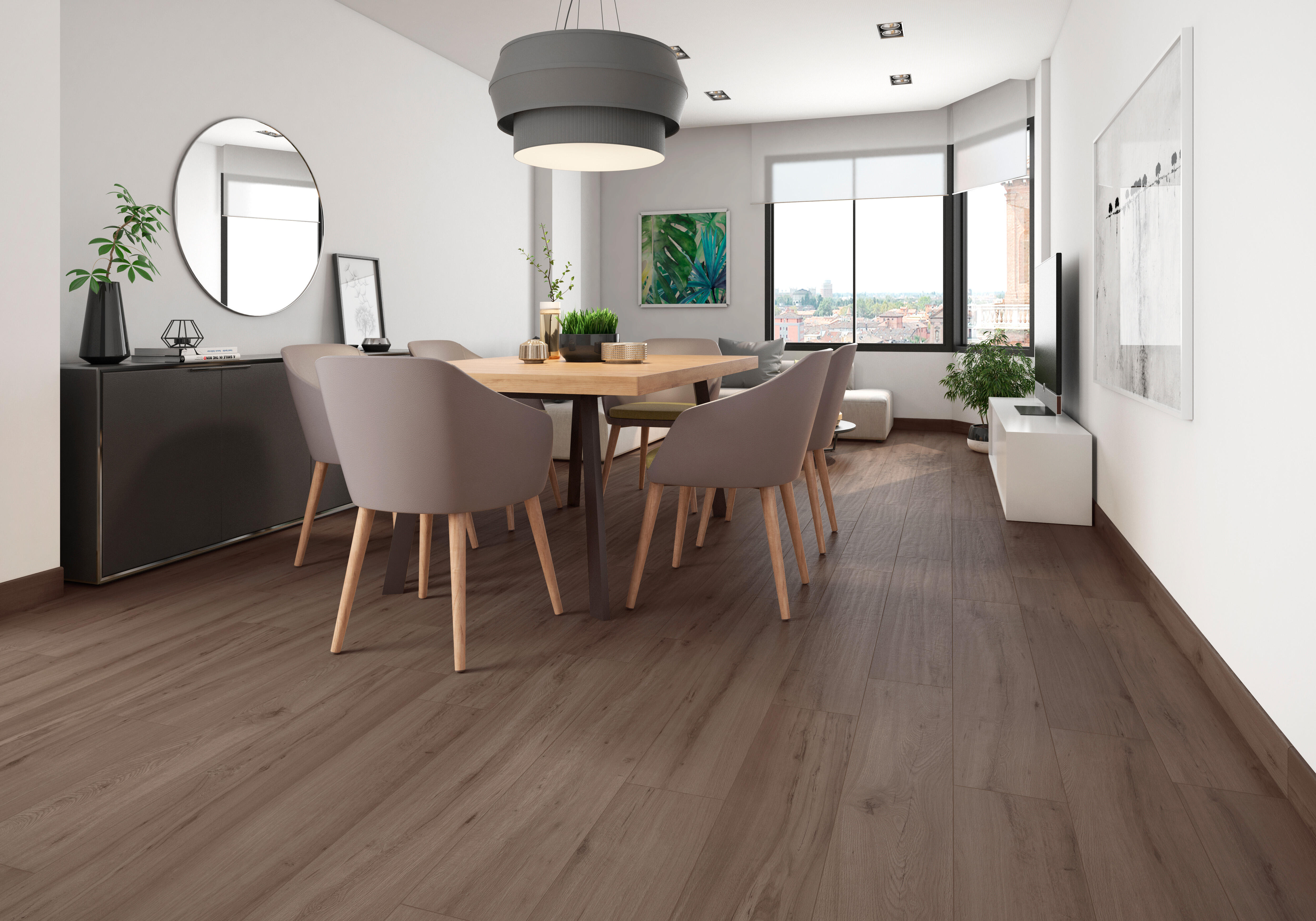 Suelo/Azulejo porcelánico New Milena efecto madera nogal 20x120 cm C1 - 2