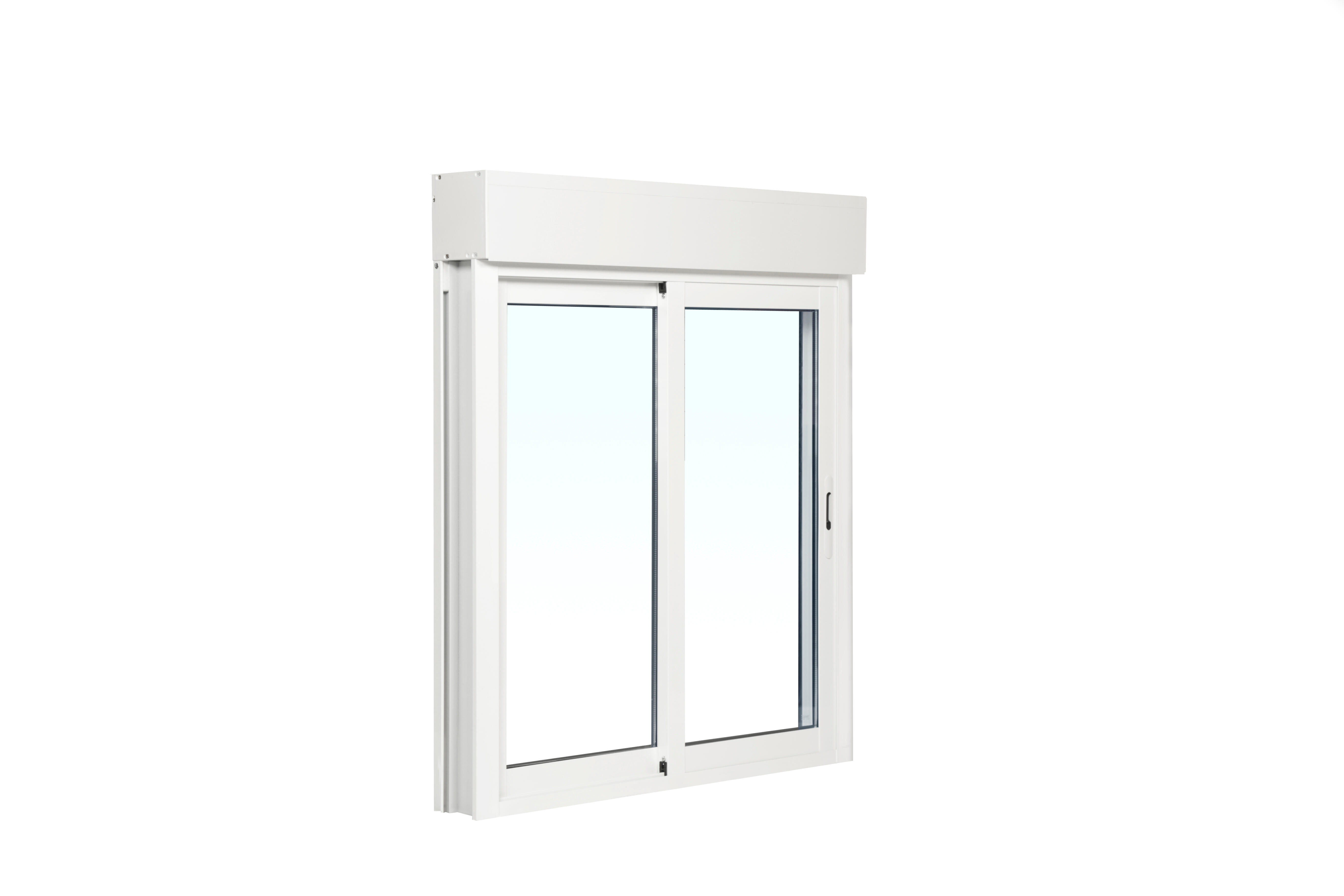 Fenêtre aluminium H.125 x l.120 cm coulissant 2 vantaux avec volet roulant intégré blanc - 2