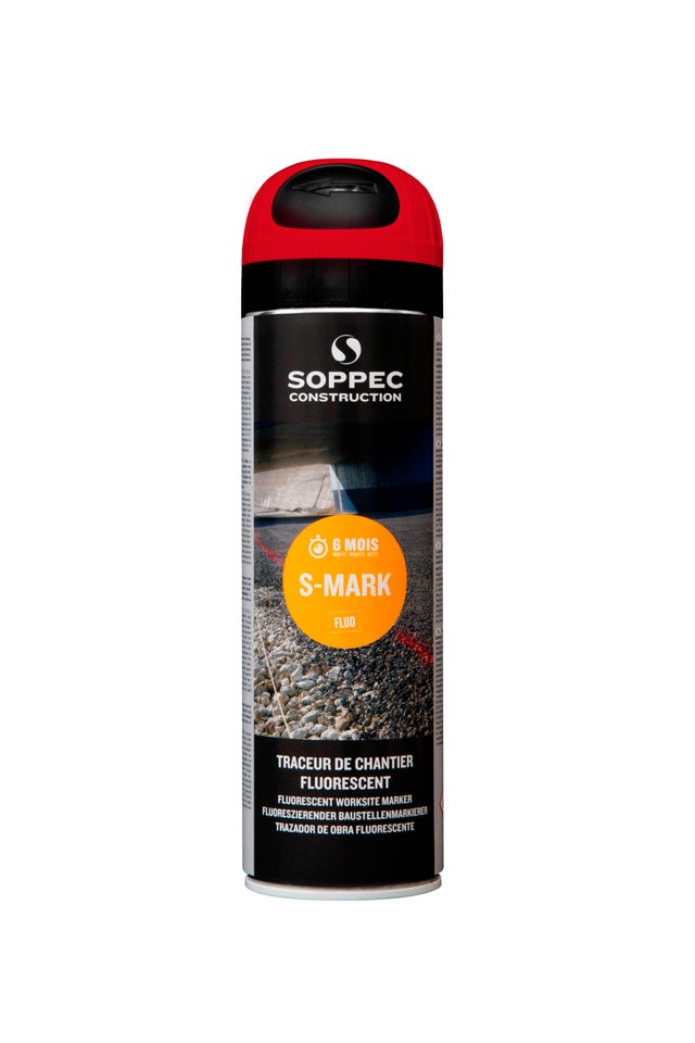 Traceur de chantier rouge  fluorescent Soppec 500 ml - TECHNIMA