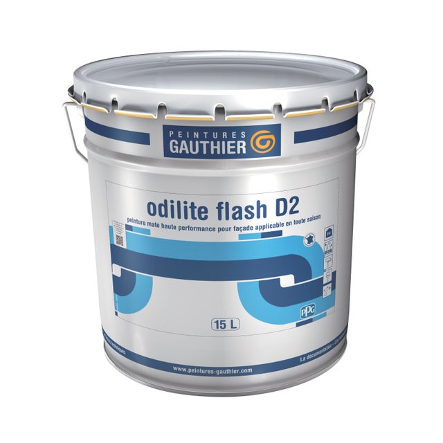 Peinture façade D2 acrylique mat blanc 15 L Odilite flash - GAUTHIER