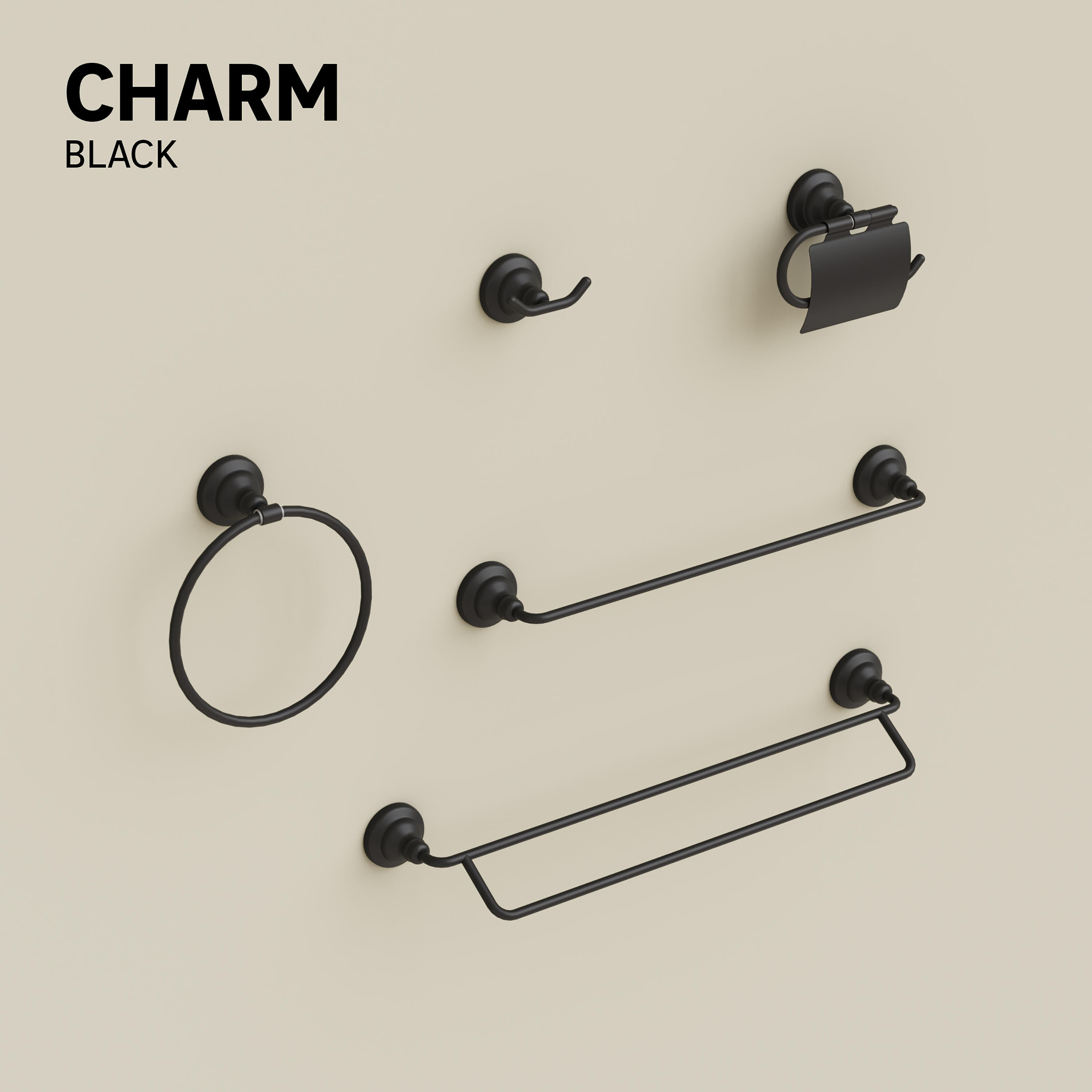 Portarrollos de papel higiénico Charm plata adheviso o para atornillar, perforar, sin perforación - 6