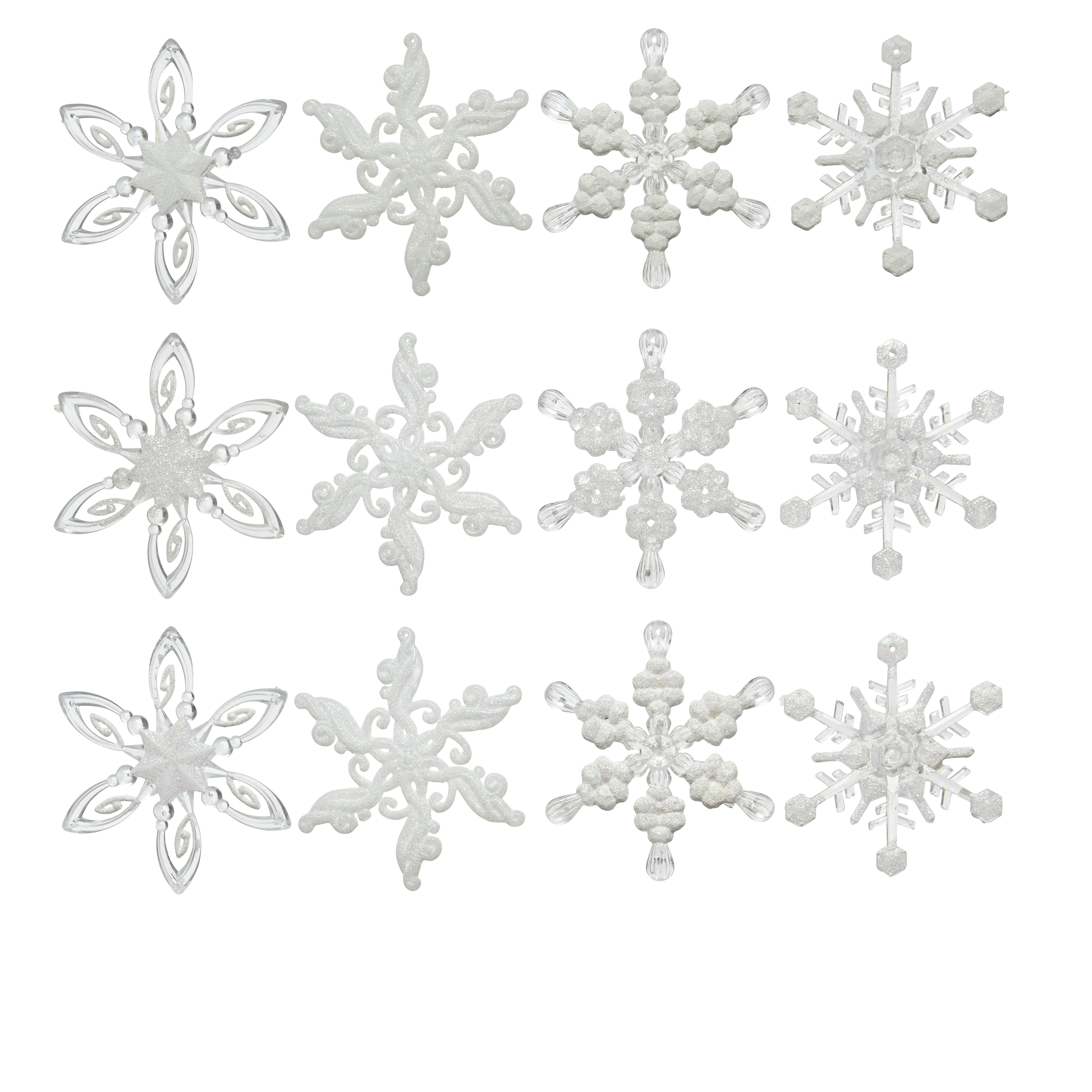 Zawieszka śnieżynka na choinkę 8 cm plastikowa różne wzory Decoris - 2