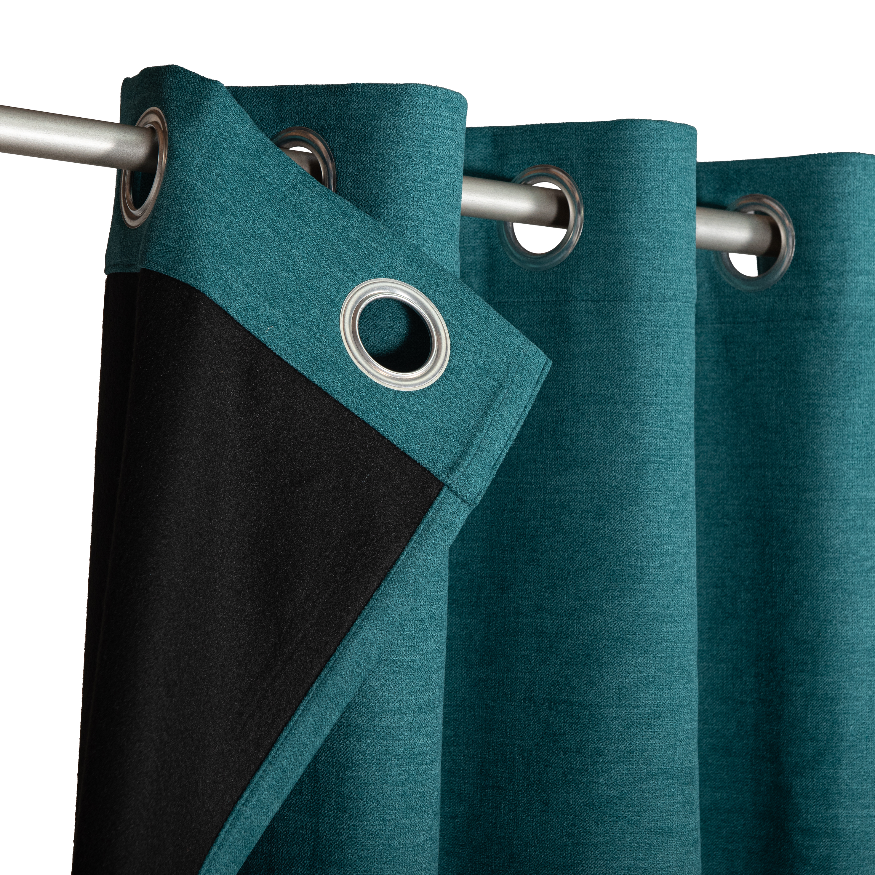 Cortina ollaos térmica opaca Ragnar chenilla poliéster de 140x280cm  INSPIRE liso verde esmeralda. Incluye cinta termoadhesiva - 4