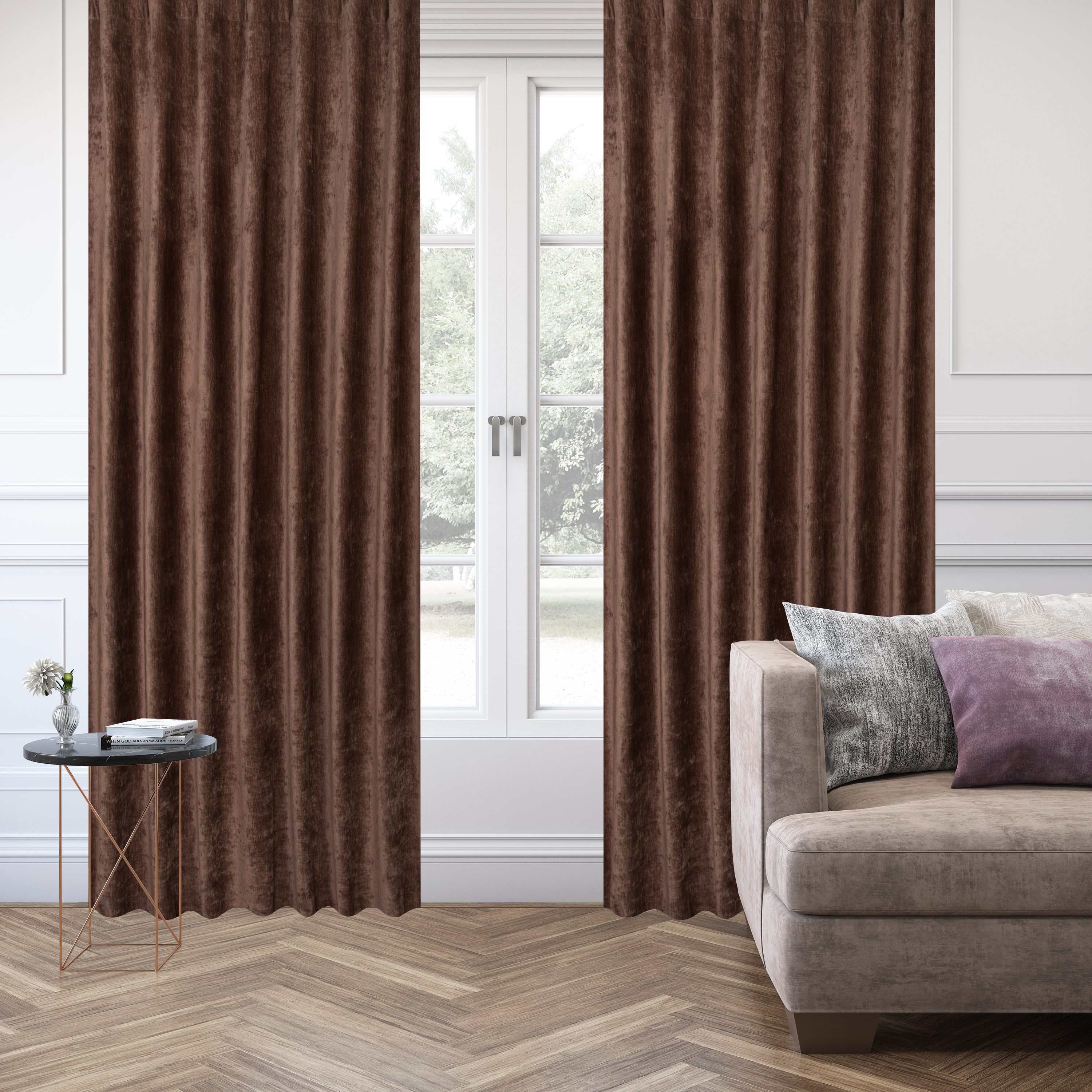 Tenda INSPIRE Alaro marrone, fettuccia e passanti nascosti 200x280 cm - 5