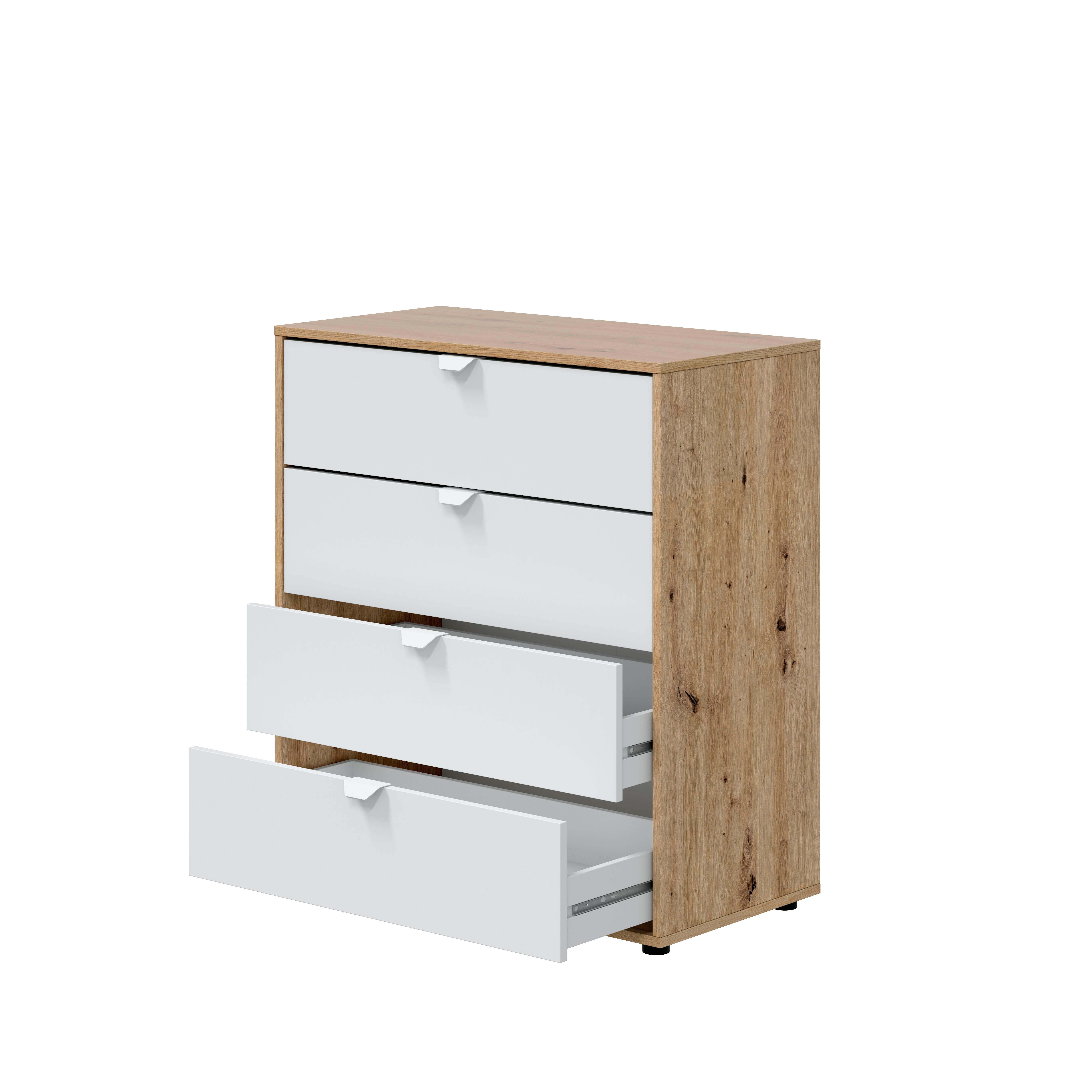 Cómoda GARONA con 4 cajones de 84x78x40cm roble/blanco - 4