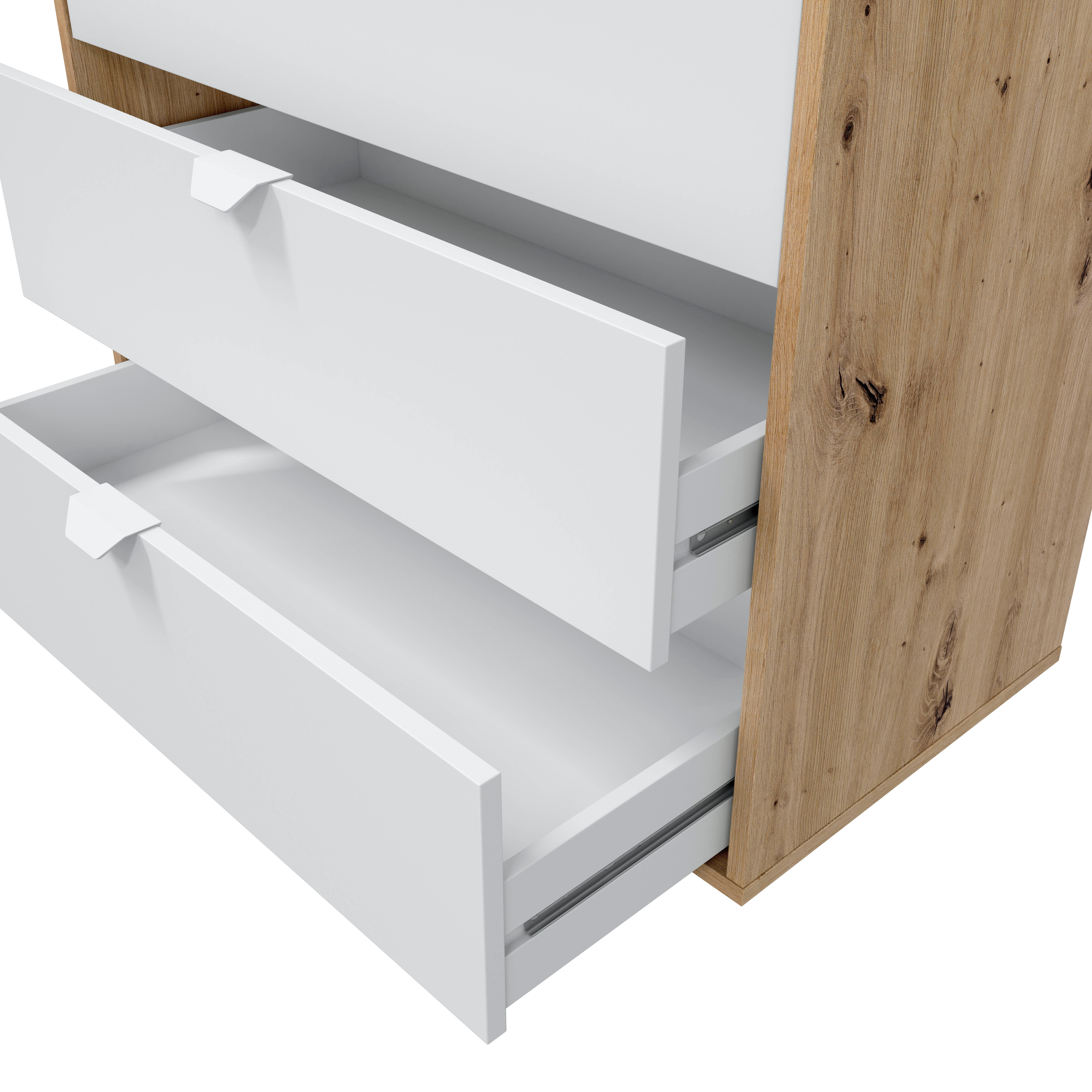 Cómoda GARONA con 4 cajones de 84x78x40cm roble/blanco - 5