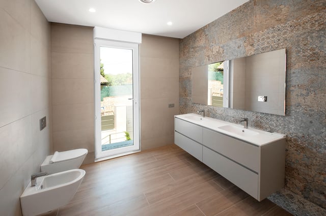 Porte fenêtre avec volet roulant PVC Essentiel H.205xl.90cm 1 vt tirant G blanc