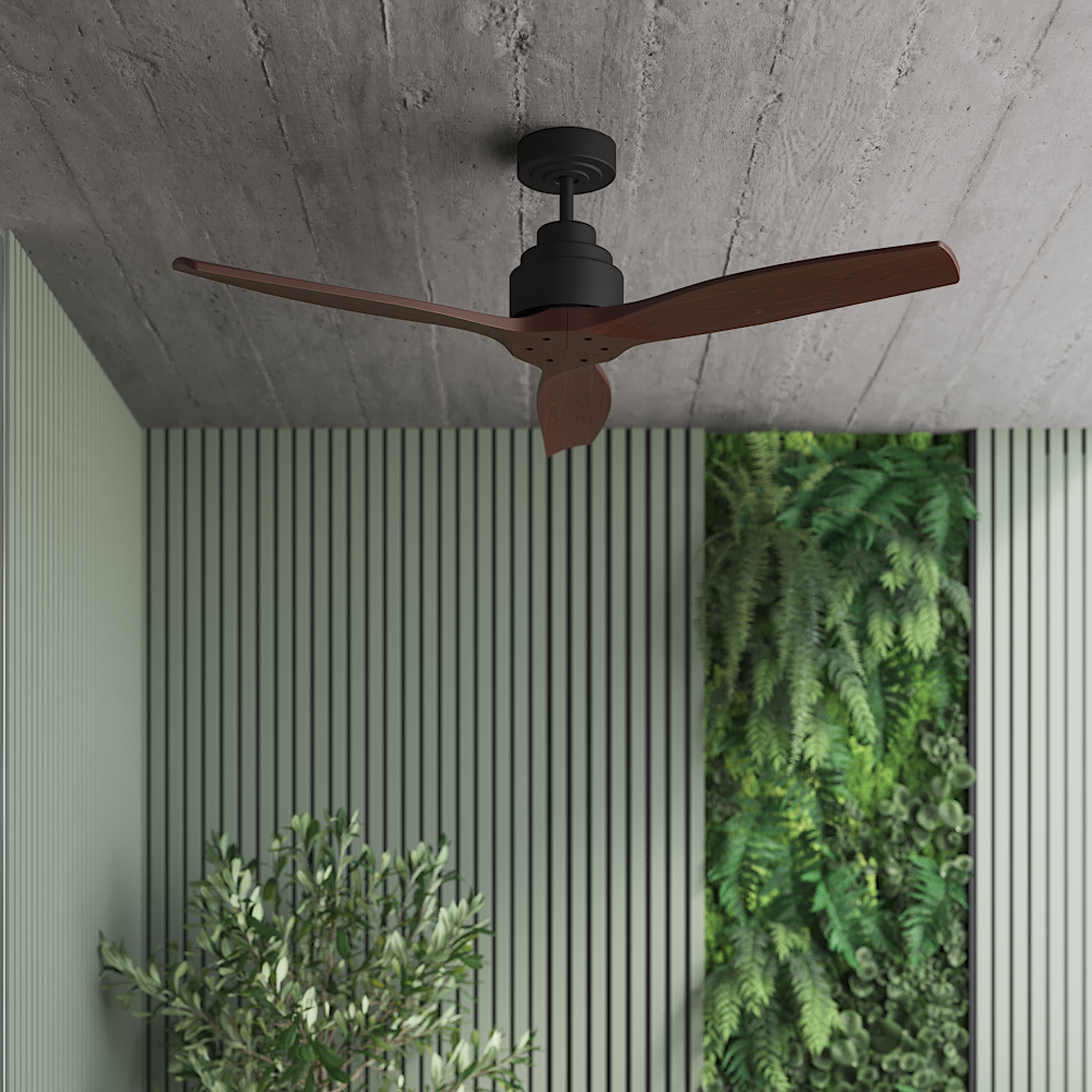 Ventilateur de plafond sans lumière, Loret M IP44, INSPIRE, bois foncé - 3