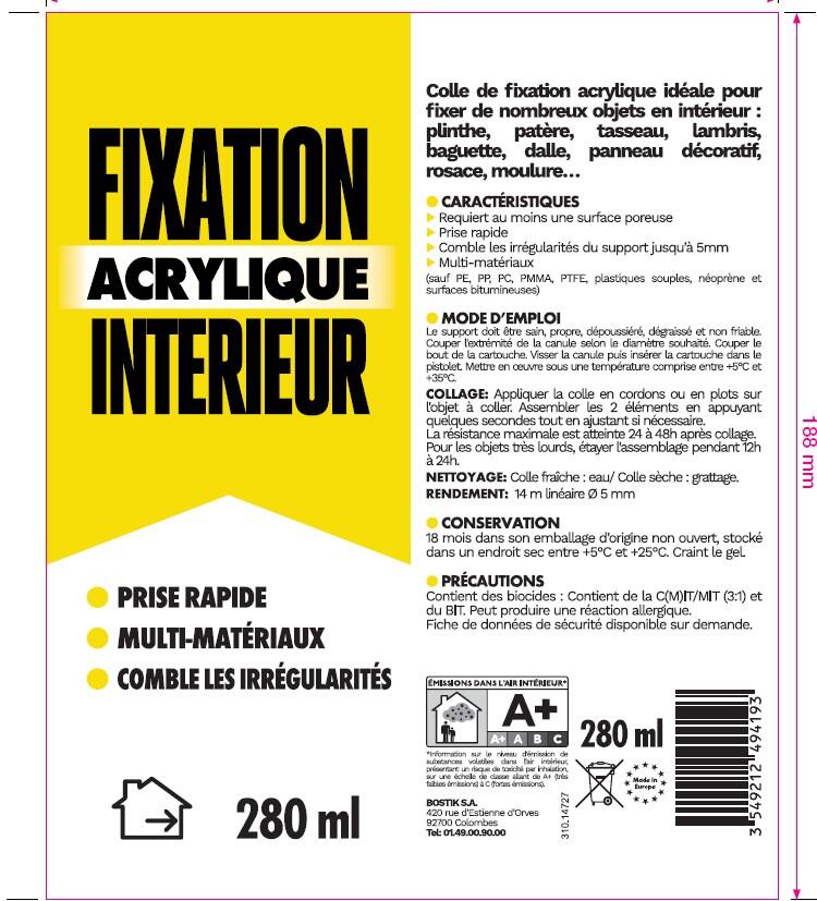 Colle de fixation gel acrylique Fixation acrylique, 280ml blanc - 3