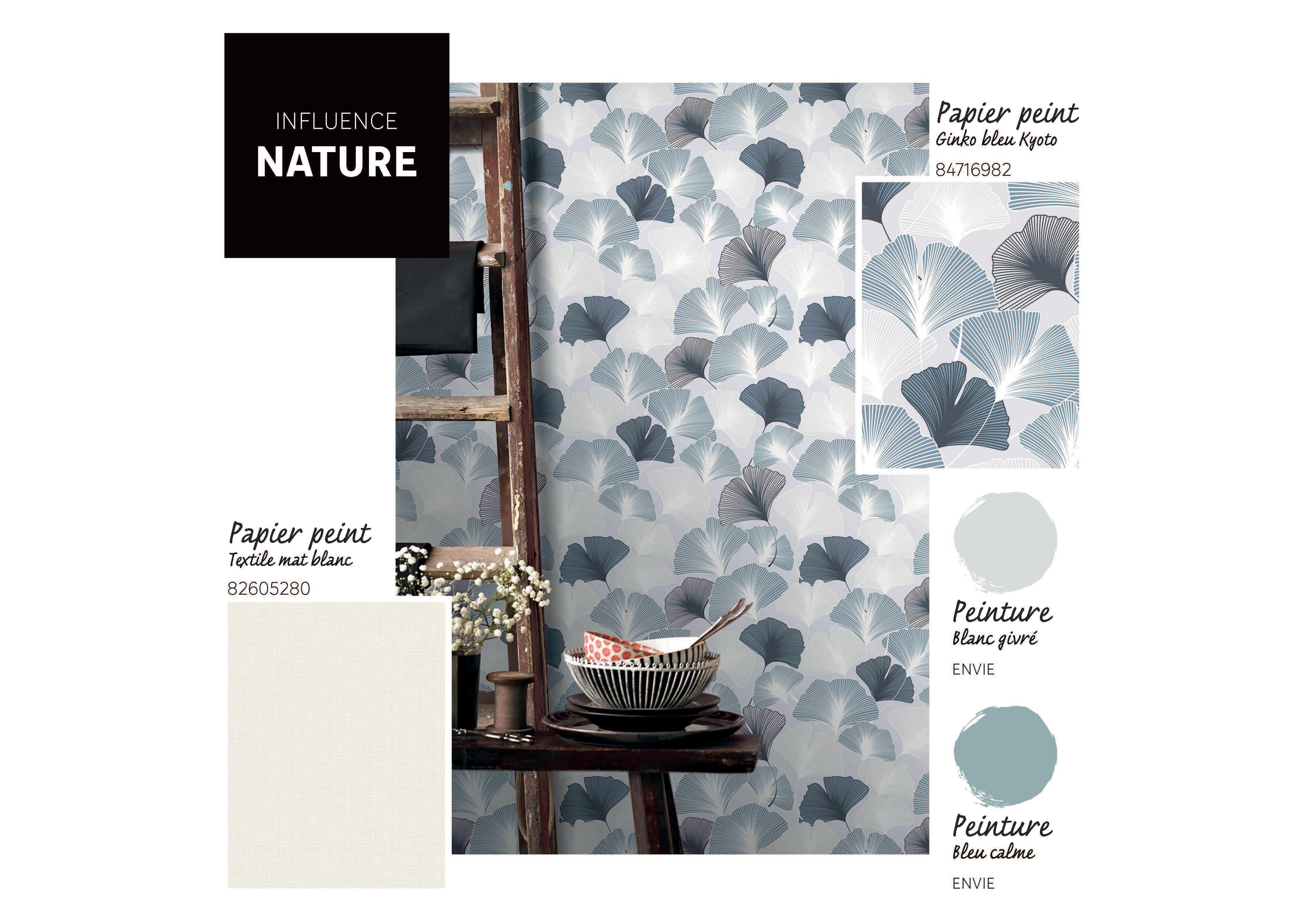 Papier peint intissé Ginko kyoto bleu - 2