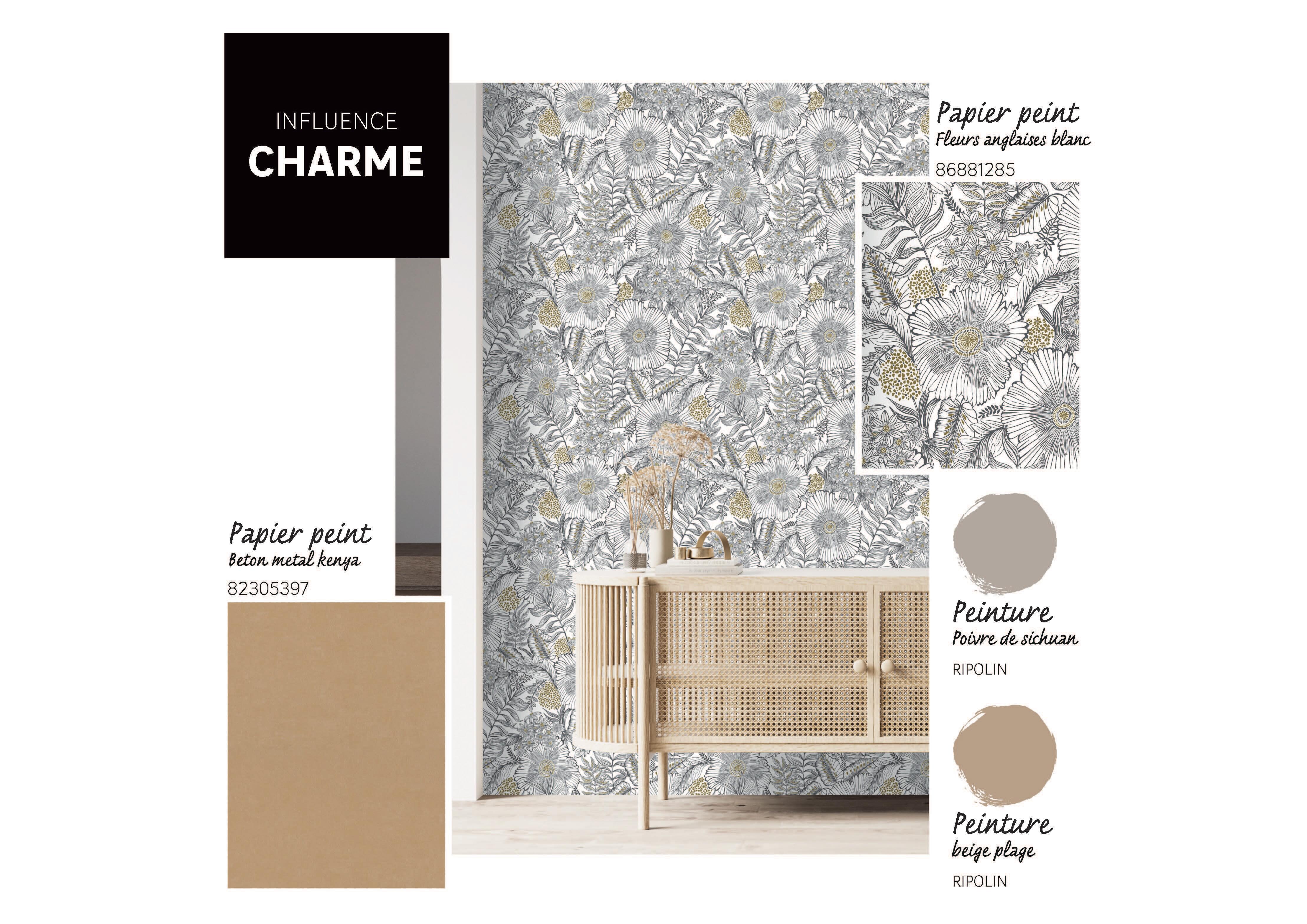 Papier peint intissé fleurs anglaises blanc - 2