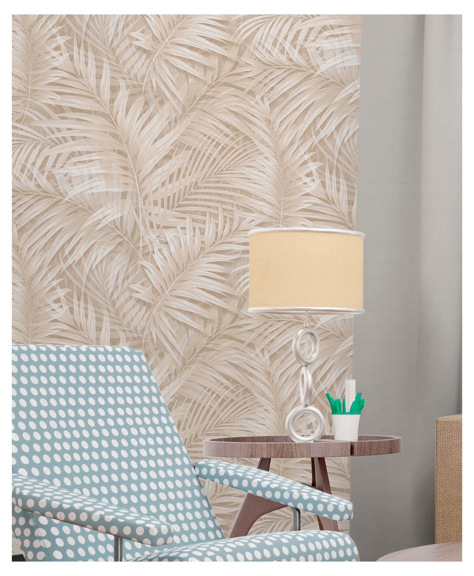Papel pintado vinilo naturaleza hojas 5832 beige