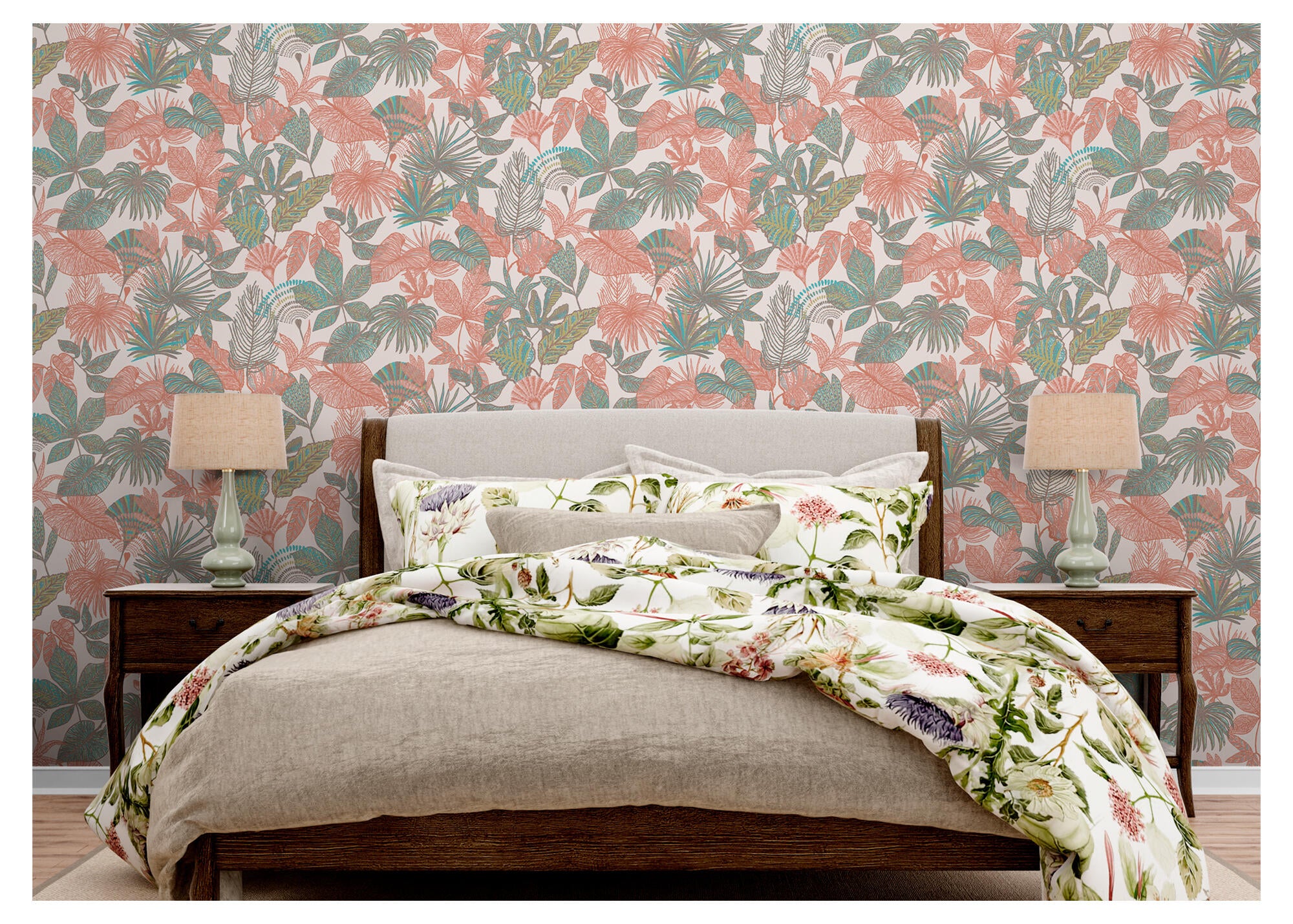 Papel pintado vinilo aplicación cola en pared naturaleza hojas 5814 multicolor vinelus 53cmx10m lavable apto para cocinas o baños