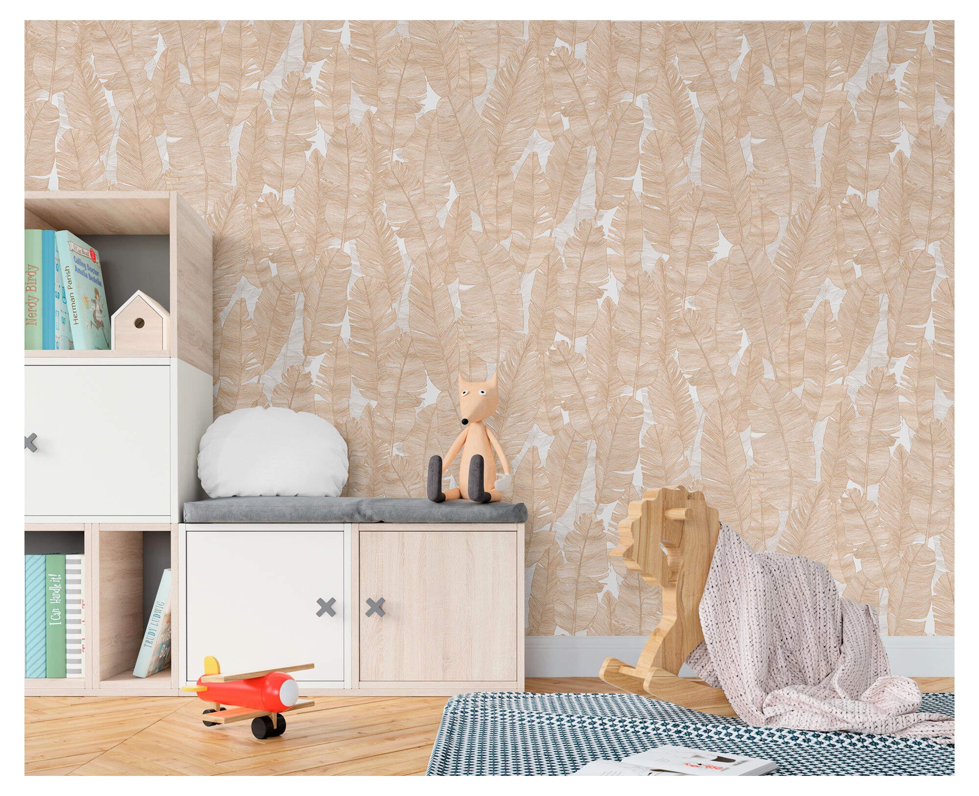 Papel pintado vinilo naturaleza hojas 5825 marrón