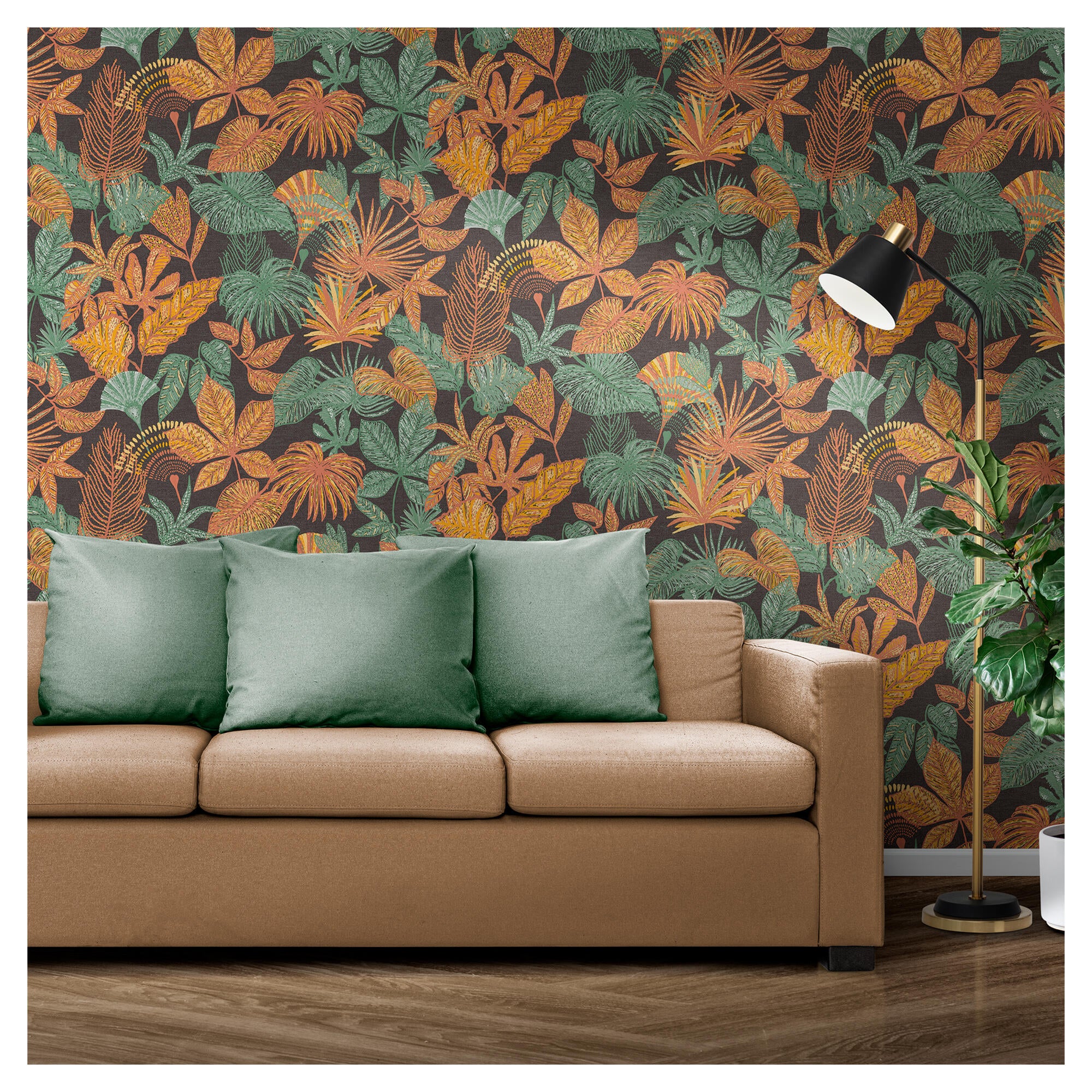 Papel pintado vinilo aplicación cola en pared naturaleza hojas 5813 marrón vinelus 53cmx10m lavable apto para cocinas o baños