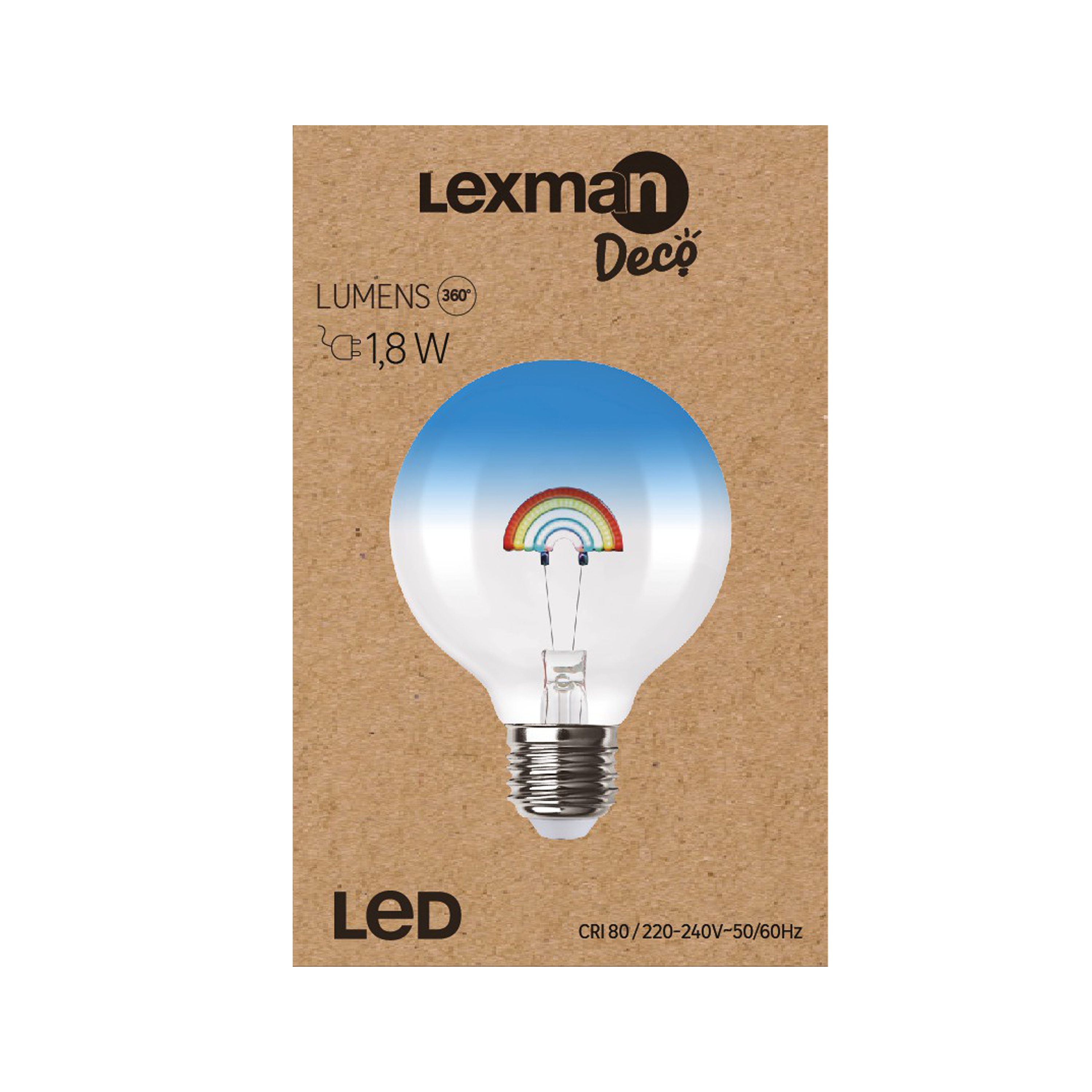 Ampoule led décorative à filament arc-en-ciel, globe 80mm E27, LEXMAN - 2