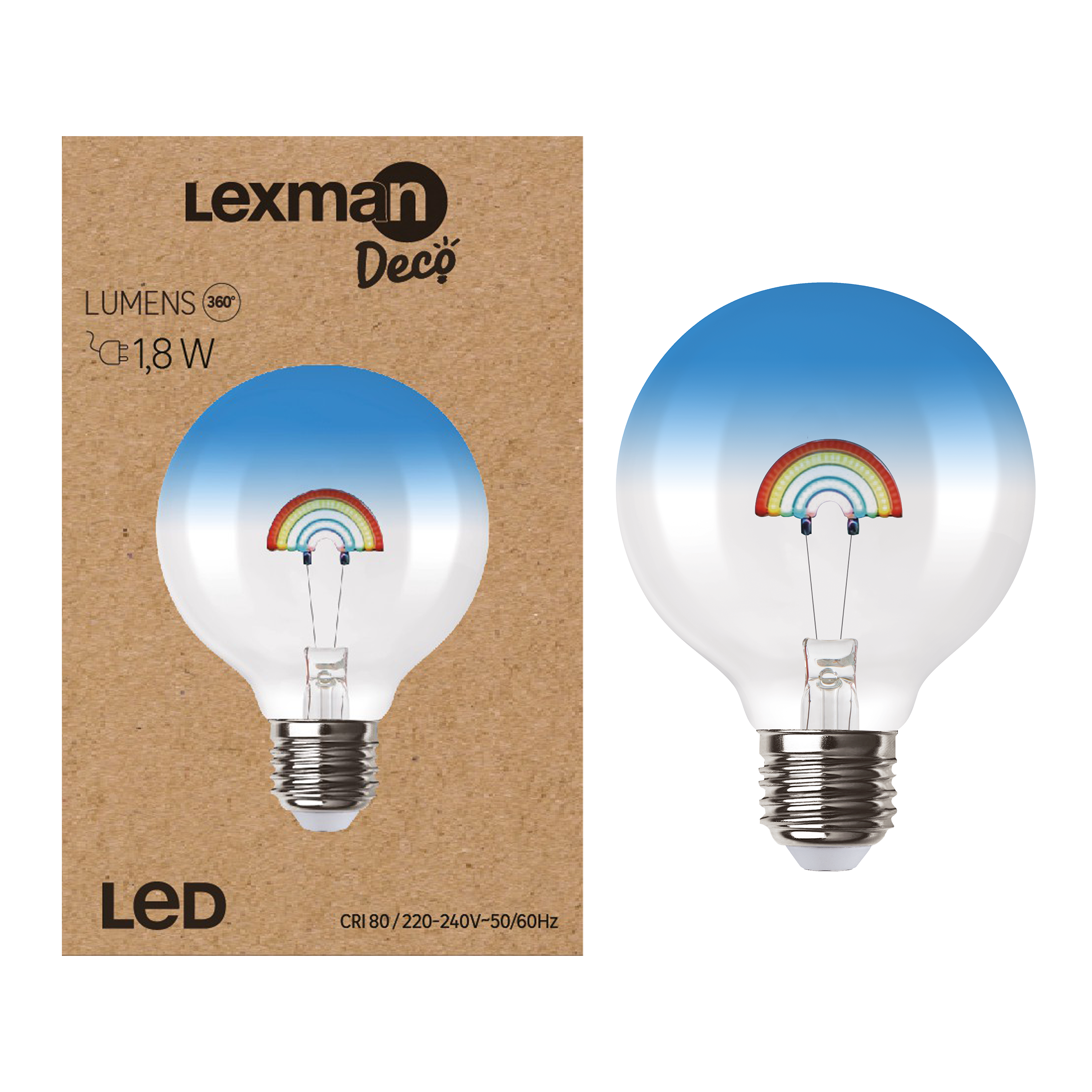 Ampoule led décorative à filament arc-en-ciel, globe 80mm E27, LEXMAN - 3