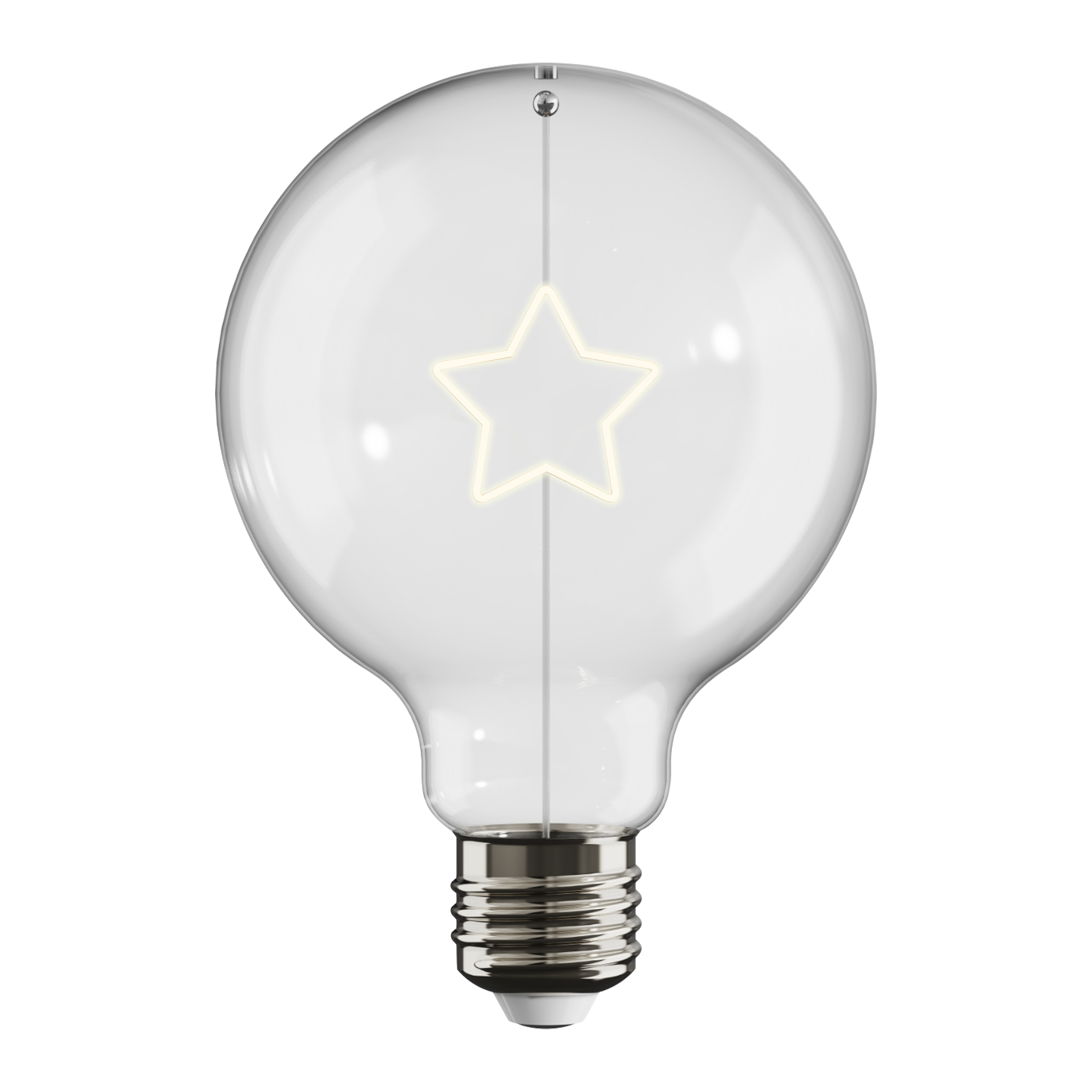 Ampoule led déco, globe 95mm, filament étoile, E27, 120lm, blanc chaud