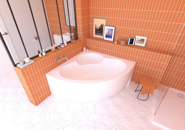 Baignoire d'angle blanche L.140 x l.140 cm Premium - VALENTIN