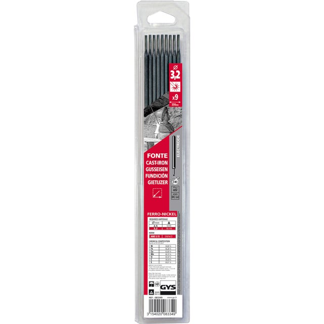 Lot de 9 électrodes fonte Diam.3,2 mm
