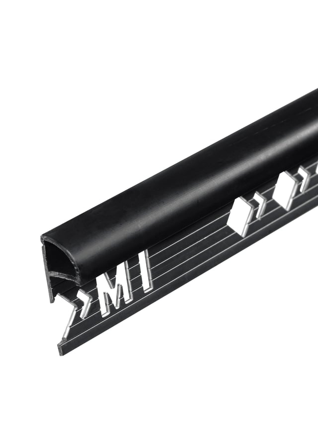 Profilé de finition carrelage 1/4 de rond fermé Ep.10 mm PVC brillant noir L.2,50 m