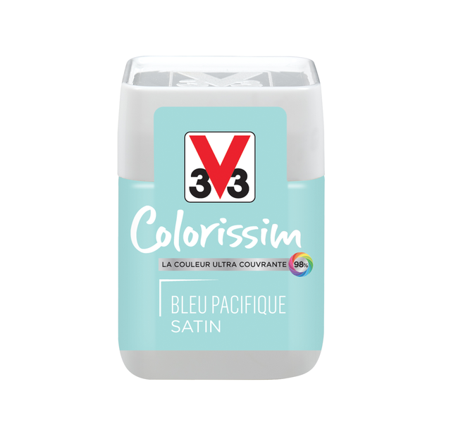 Peinture intérieure multi-supports testeur acrylique satin bleu pacifique 75 ml - V33 COLORISSIM