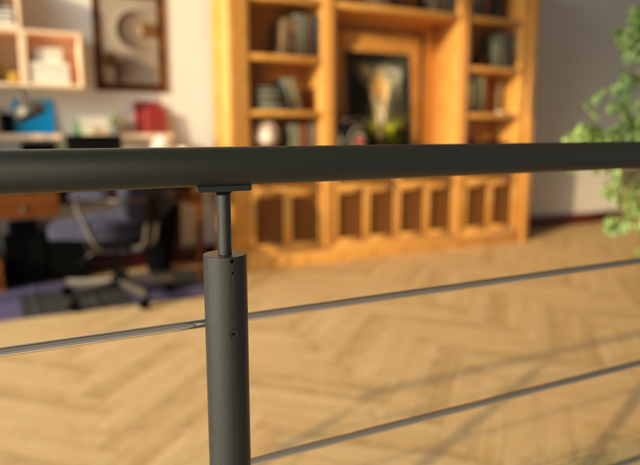 Garde corps intérieur et extérieur aluminium Long.2m gris anthracite fixation au sol, en kit