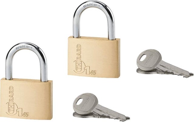 Cadenas à clé corps laiton 45mm 4 clés - THIRARD Type 1 (lot de 2)