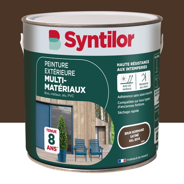 Peinture extérieure bois, fer, plastique SYNTILOR brun normand satiné 2l