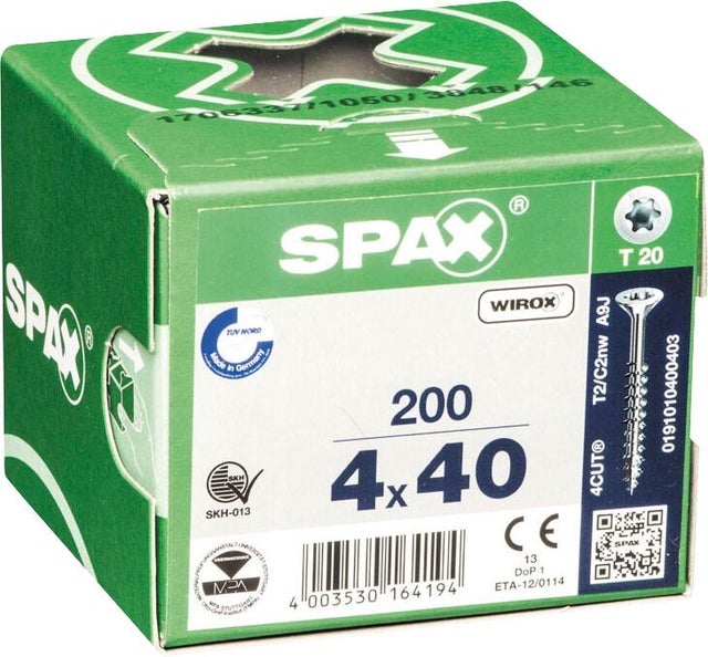 Vis bois Diam. 4 x 40 mm Boîte de 200 - SPAX