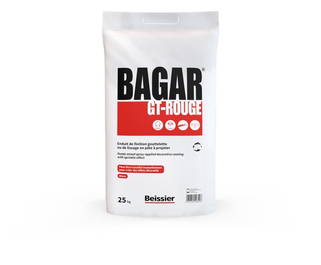 Enduit de lissage en pâte airless intérieur 25 kg - GT Rouge BAGAR