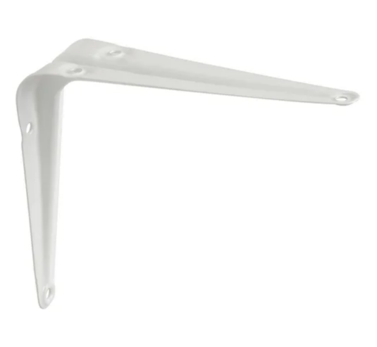 Equerre de fixation acier peint blanc H.12.5 x P.10 cm