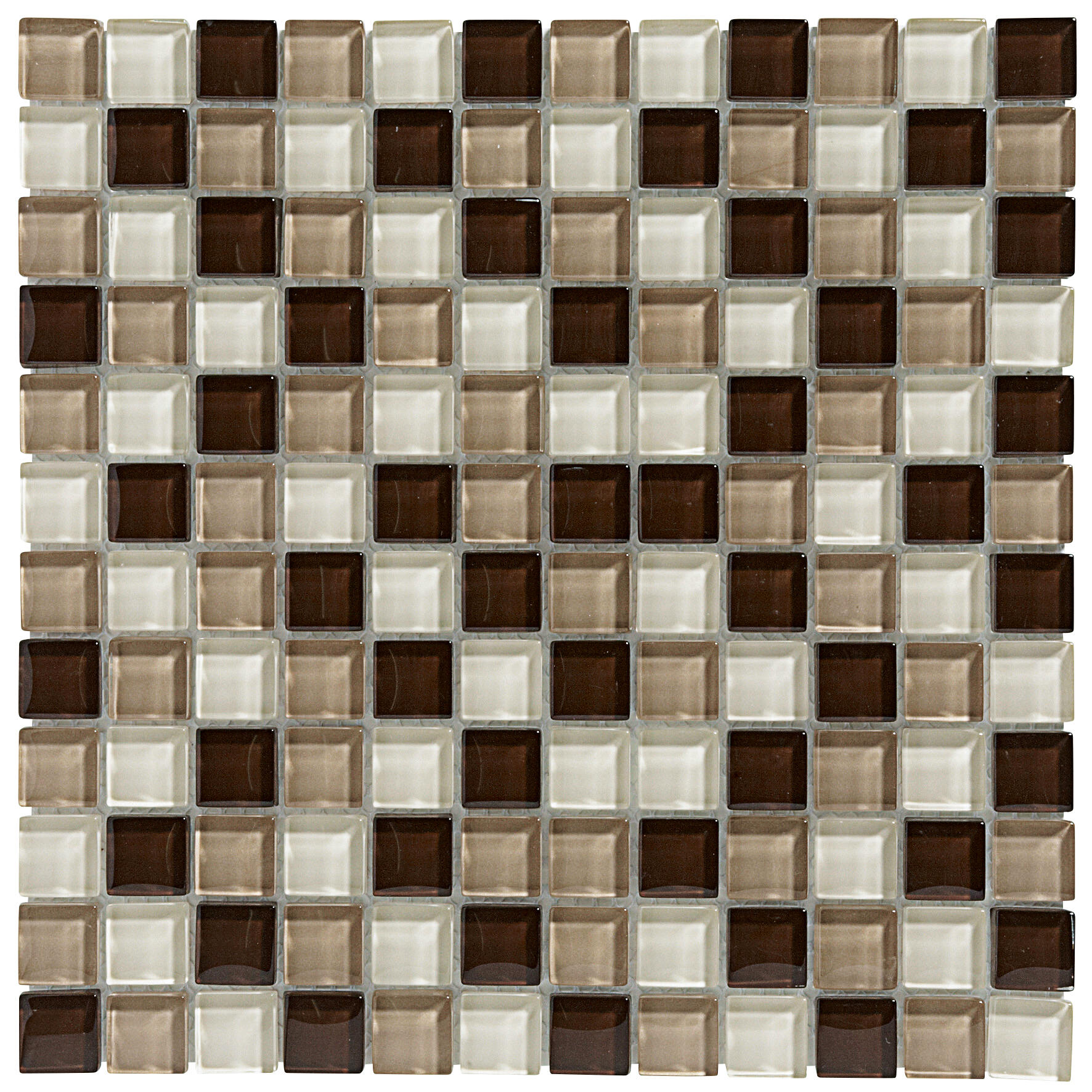 Mosaïque Verre Et Pierre Naturelle MOSANI - Marron Clair, Crème, Beige - Mat 298x305 Mm