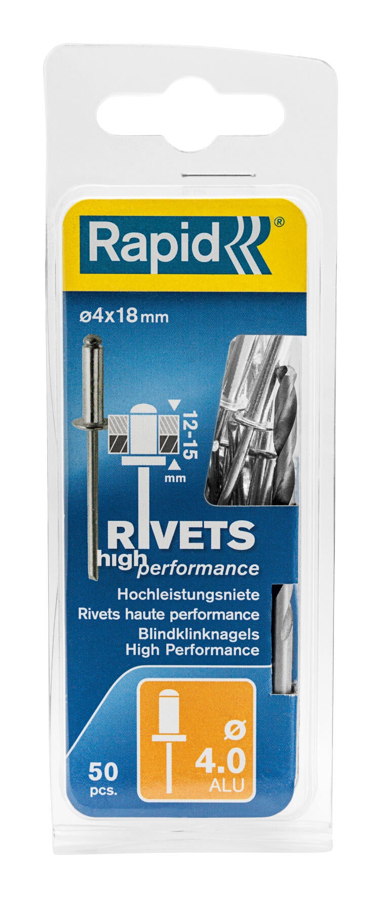 Lot de 50 rivets aluminium Diam.4 x 18 mm + foret - RAPID - 3