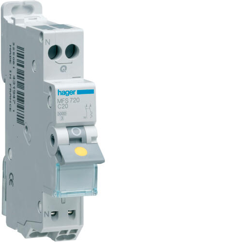 Disjoncteur 1p+n 3ka c20a auto 1m hager