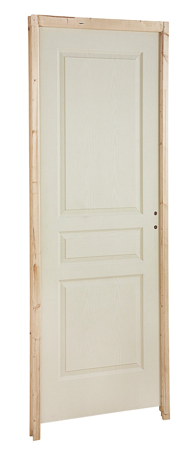 Bloc-porte postformé prépeint Larg.73 cm poussant gauche alvéolaire Huiss.72 mm