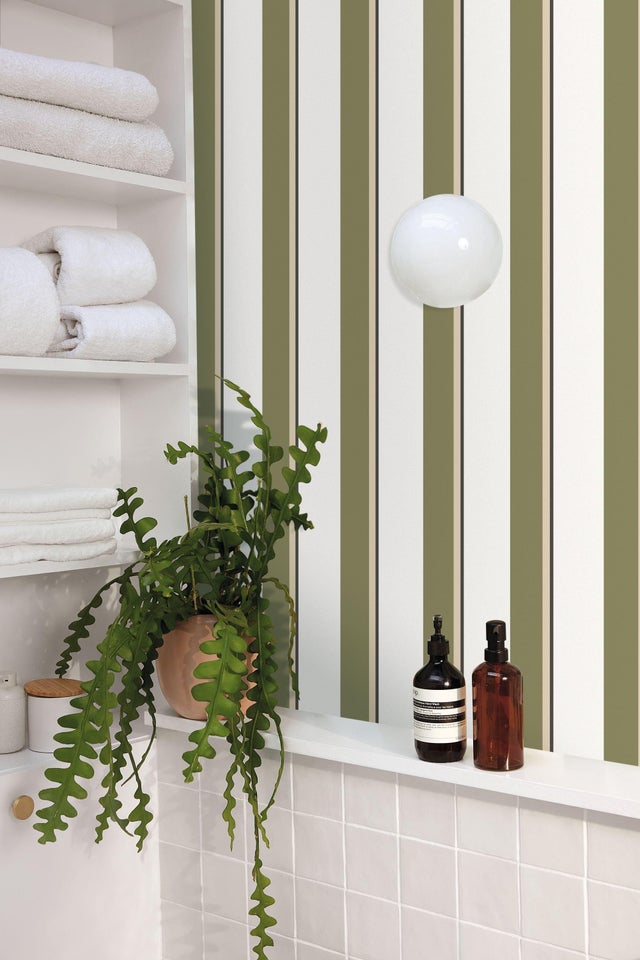 Papier peint intissé Graphic linear vert kaki