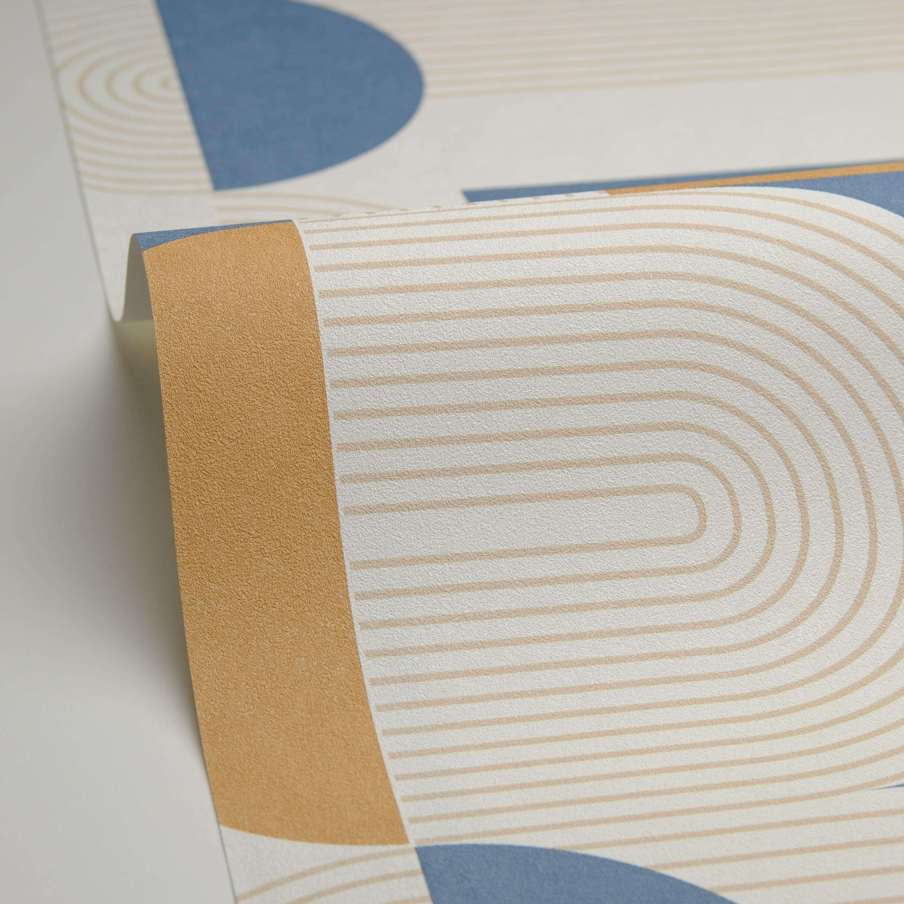 Papier peint intissé Graphic amplitude bleu et camel - 4