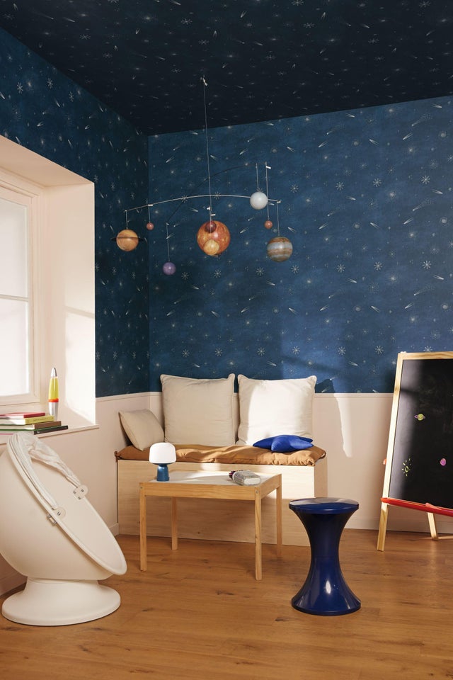 Papier peint intissé Petits monde ciel étoilé bleu nuit