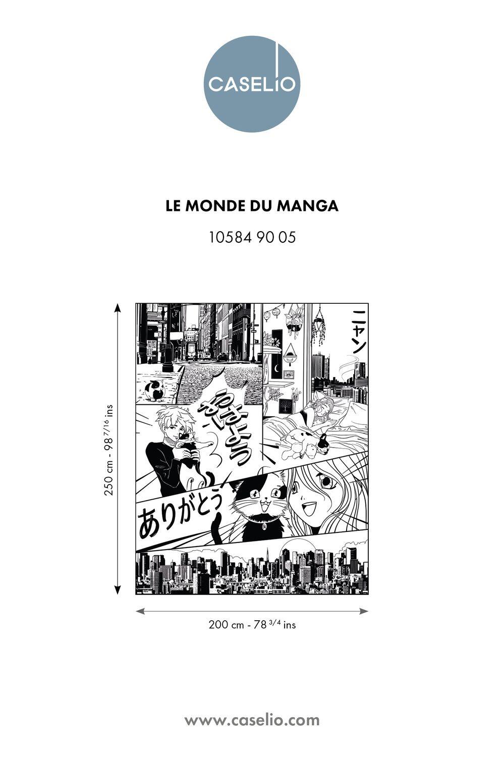 Papier peint panoramique PETITS MONDES manga noir l.200 x H.250 cm - 2