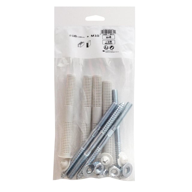 Lot de 4 tamis Diam.16 x 130 mm + goujons m10