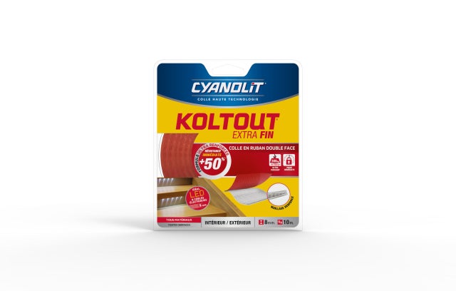 Colle en ruban double face extra fin l.8 mm x L.10 m Koltout express - CYANOLIT