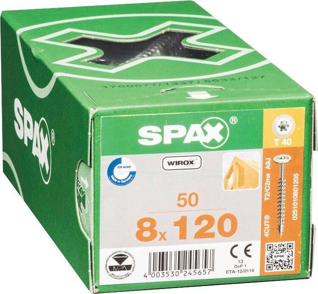 Vis bois Diam. 8 x 120 mm Boîte de 50 - SPAX 